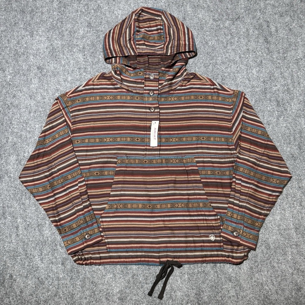 Ariat Hoodie Shirt Horseshoe Bend Pullover‎ Jacquard Striped Women Size XL NWT